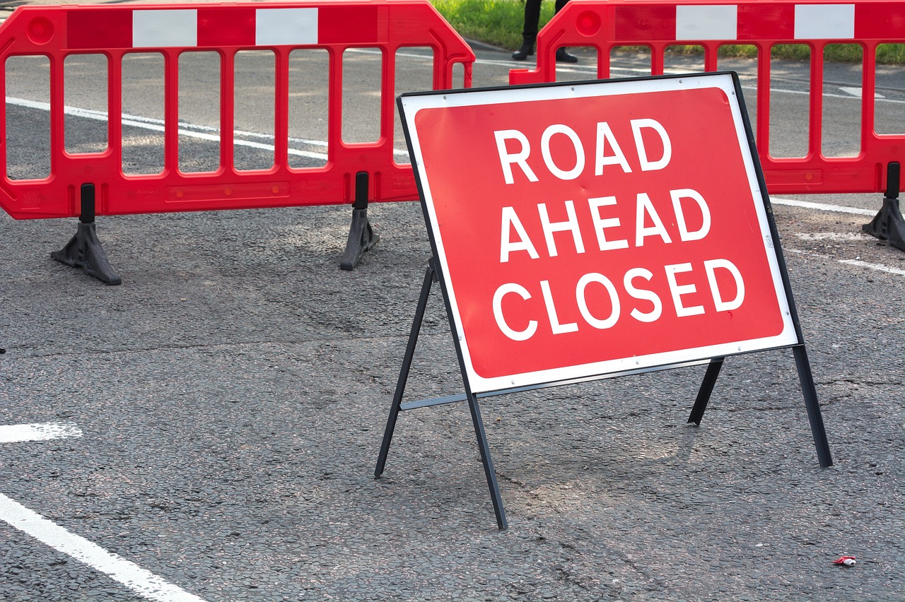 Road closed sign