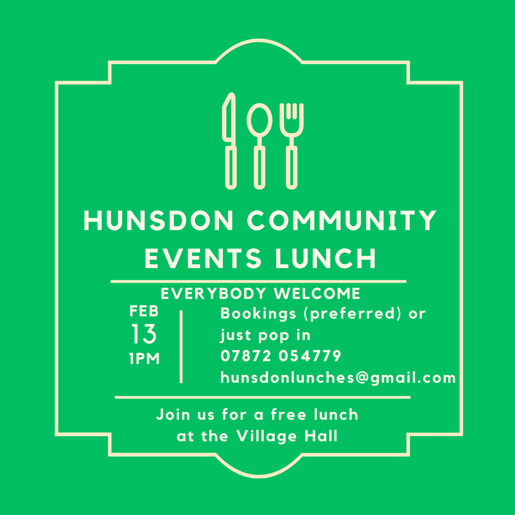 Advert for community lunch event